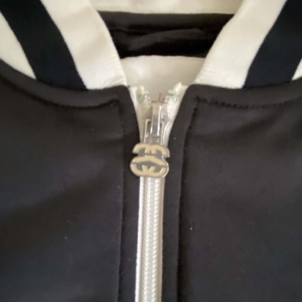 STUSSY Polyester Track Jacket Black women's Size Medium Removable Sleeves *READ* - Picture 7 of 14